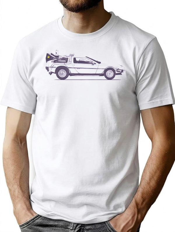 Delorean T-Shirt for Men & Women, T-Shirts Graphic Tee - White