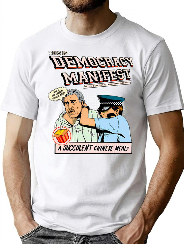 Democracy Manifest T-Shirt for Men & Women, T-Shirts Graphic Tee - White