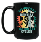 Dentist Cyclist Design Black Coffee Mug, Gift Coffee Mug