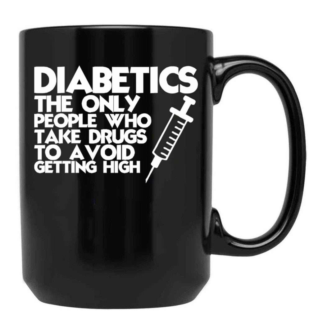Diabetic Humor Mom Black Coffee Mug, Gift Coffee Mug