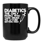 Diabetic Humor Mom Black Coffee Mug, Gift Coffee Mug