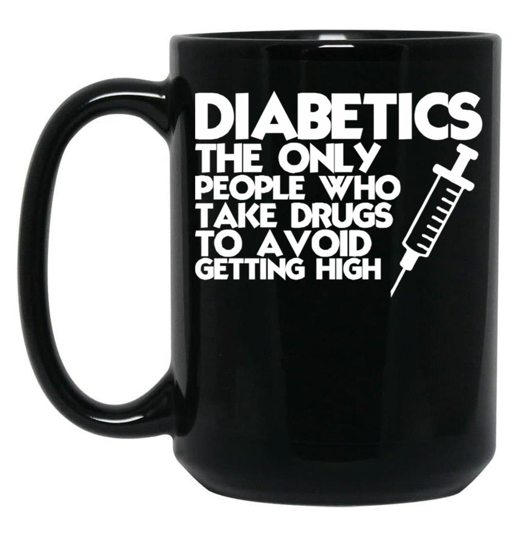 Diabetic Humor Mom Black Coffee Mug, Gift Coffee Mug