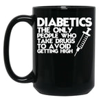 Diabetic Humor Mom Black Coffee Mug, Gift Coffee Mug
