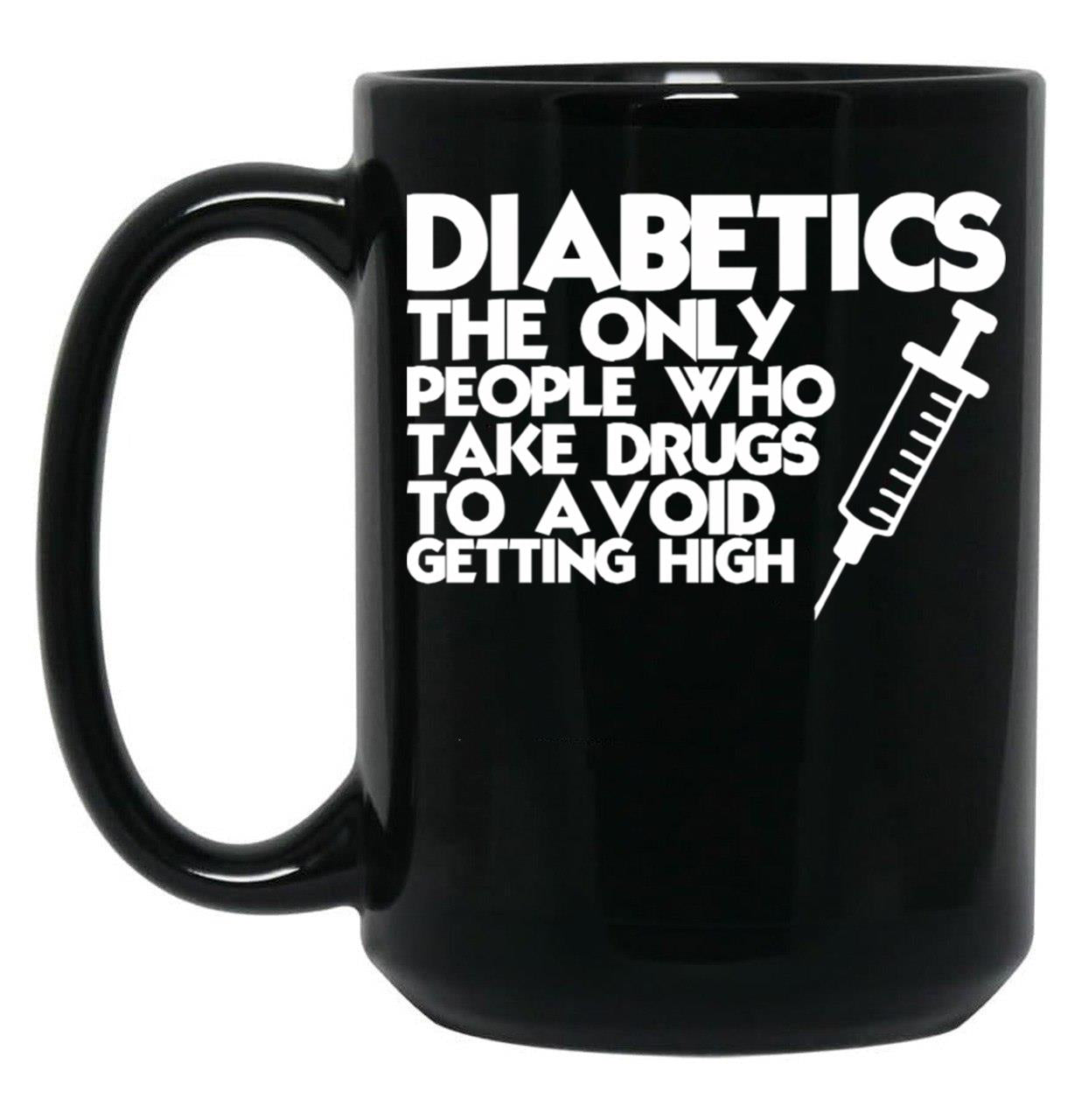 Diabetic Humor Mom Black Coffee Mug, Gift Coffee Mug