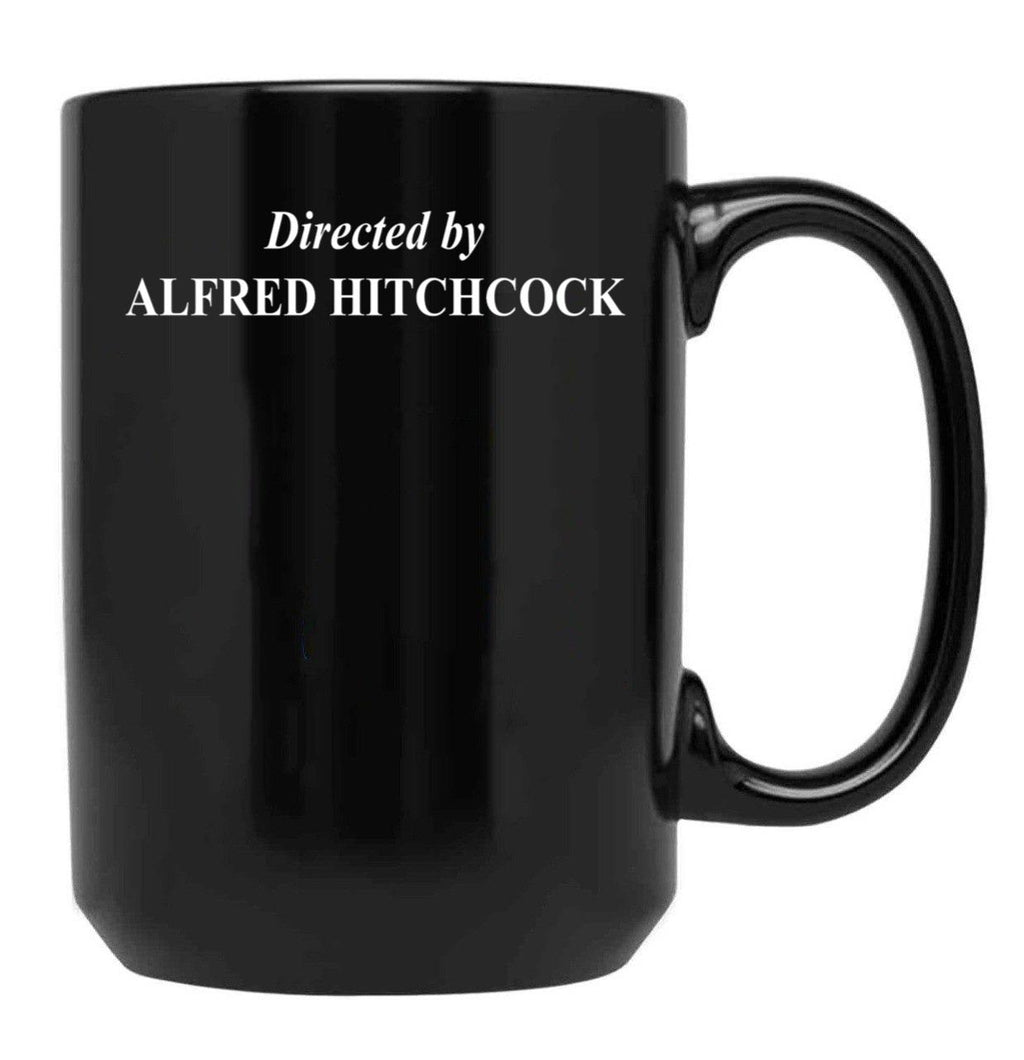 Directed by Alfred Hitchcock Classic Black Coffee Mug, Gift Coffee Mug