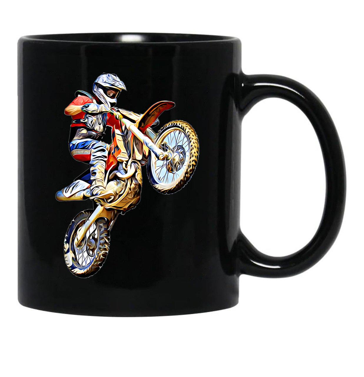 Dirt Bike Jump Or Motocross Jump Mx Or Motorcycle Jump Black Coffee Mug, Gift Coffee Mug - Black