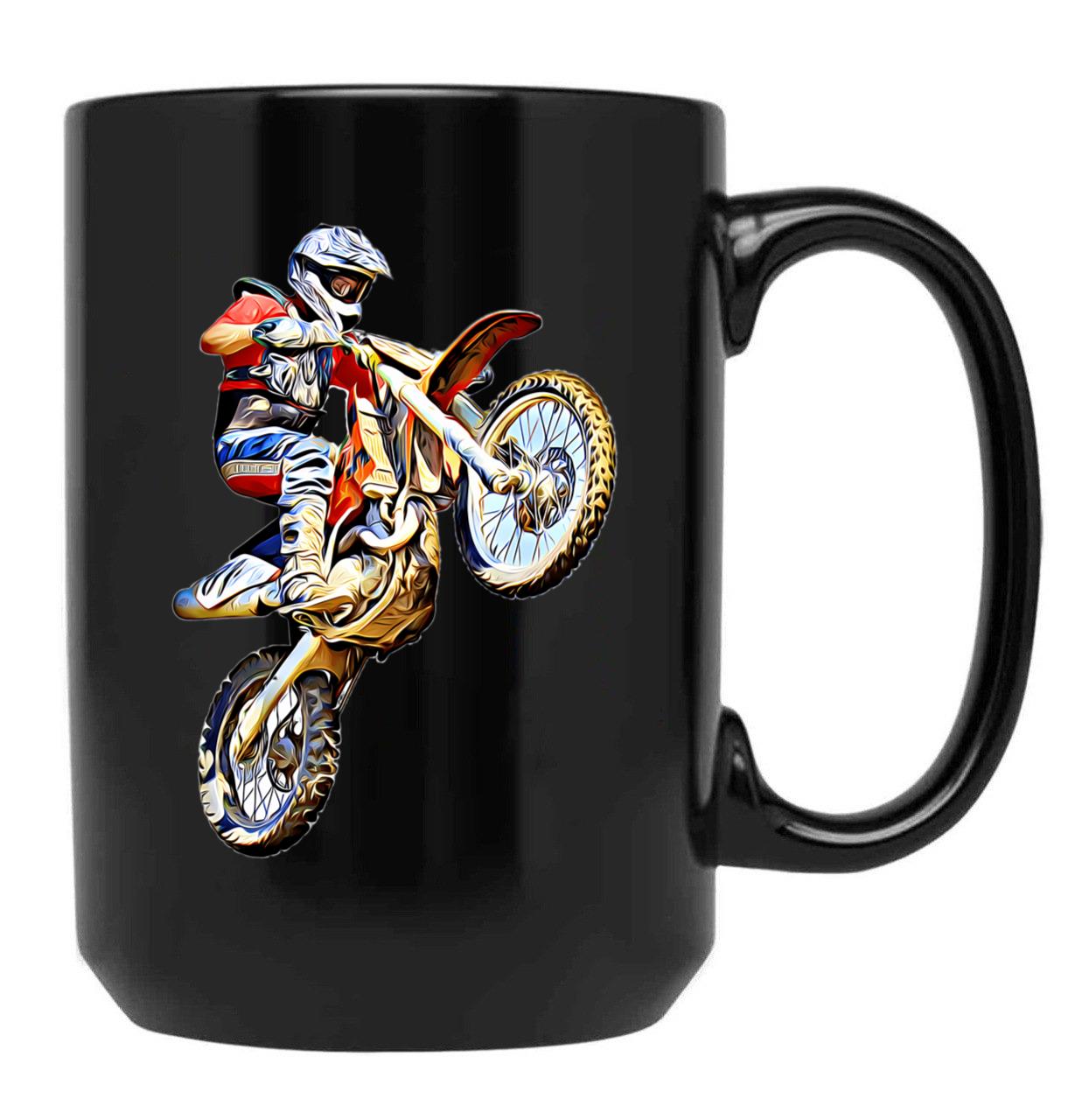 Dirt Bike Jump Or Motocross Jump Mx Or Motorcycle Jump Black Coffee Mug, Gift Coffee Mug