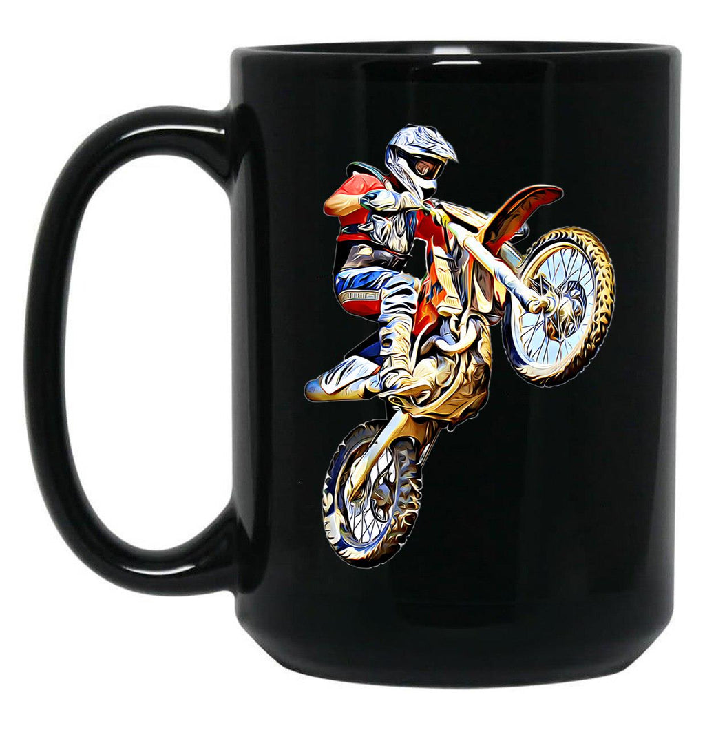 Dirt Bike Jump Or Motocross Jump Mx Or Motorcycle Jump Black Coffee Mug, Gift Coffee Mug