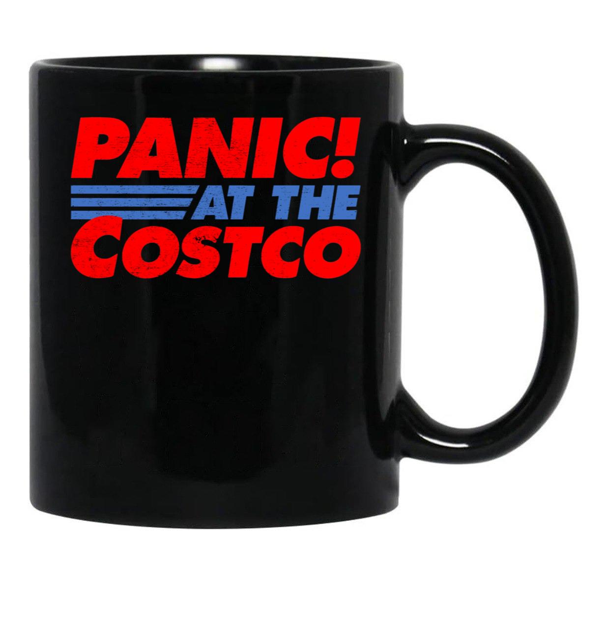 Distressed Panic at The Costco Funny Meme Black Coffee Mug, Gift Coffee Mug - Black
