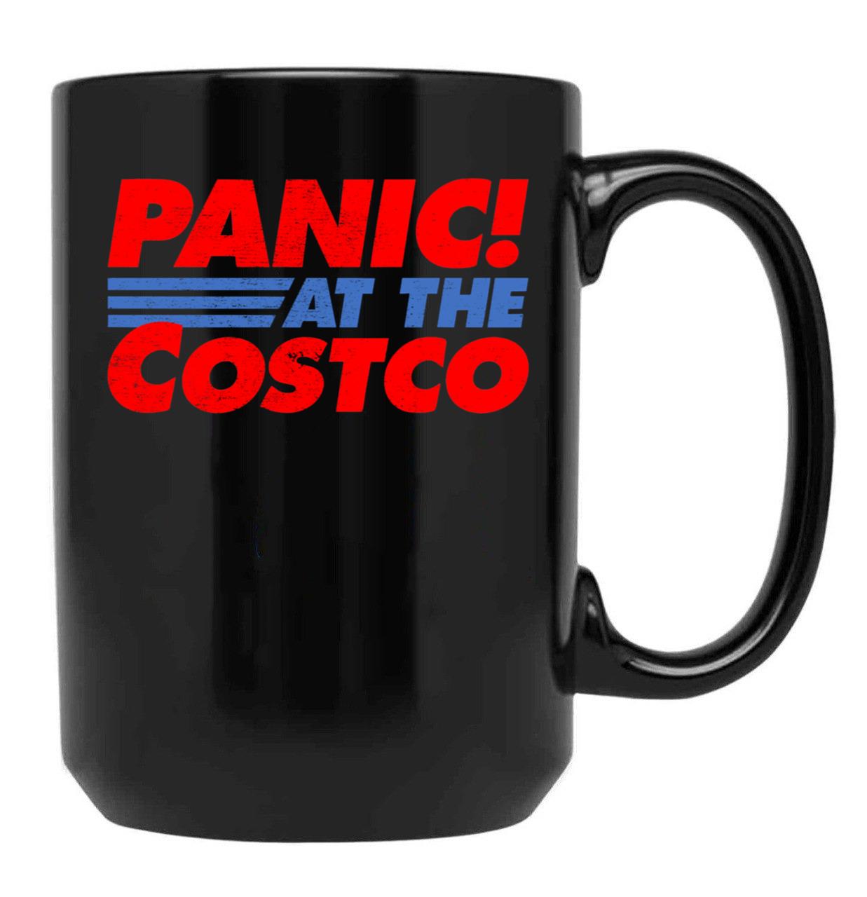 Distressed Panic at The Costco Funny Meme Black Coffee Mug, Gift Coffee Mug