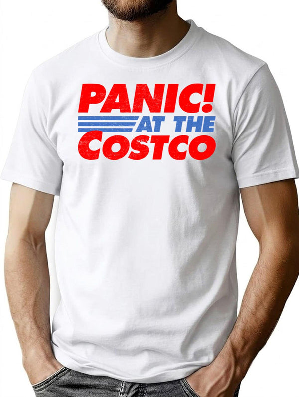 Distressed Panic at The Costco Funny Meme Premium Heavyweight Cotton T-Shirt - White