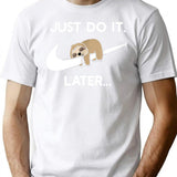 Do It Later Funny Sleepy Sloth for Lazy Sloth Lover Premium Heavyweight Cotton T-Shirt - White