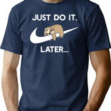 Do It Later Funny Sleepy Sloth for Lazy Sloth Lover Premium Heavyweight Cotton T-Shirt - Navy