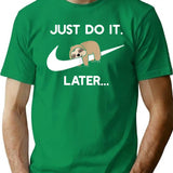Do It Later Funny Sleepy Sloth for Lazy Sloth Lover Premium Heavyweight Cotton T-Shirt - Green