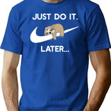 Do It Later Funny Sleepy Sloth for Lazy Sloth Lover Premium Heavyweight Cotton T-Shirt - Blue