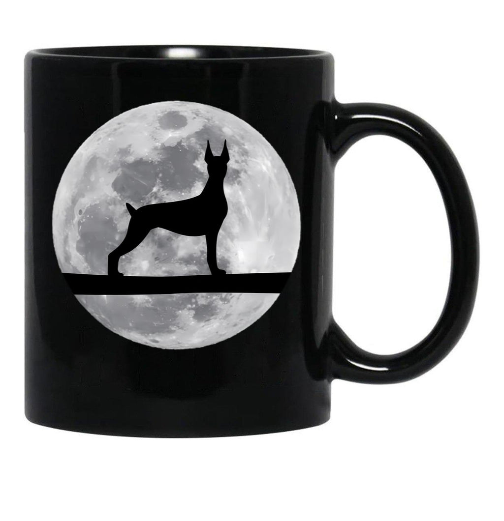 Doberman Dog Night Moon Doberman Lover Black Coffee Mug, Gift Coffee Mug - Black