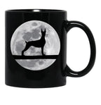 Doberman Dog Night Moon Doberman Lover Black Coffee Mug, Gift Coffee Mug - Black