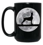 Doberman Dog Night Moon Doberman Lover Black Coffee Mug, Gift Coffee Mug