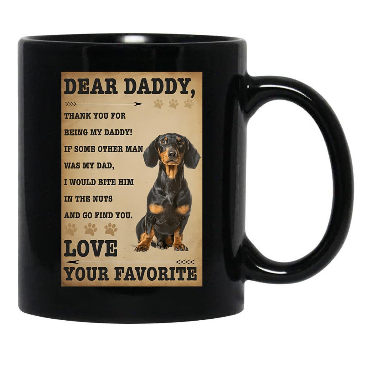 Dog Dear Daddy Black Coffee Mug - Black