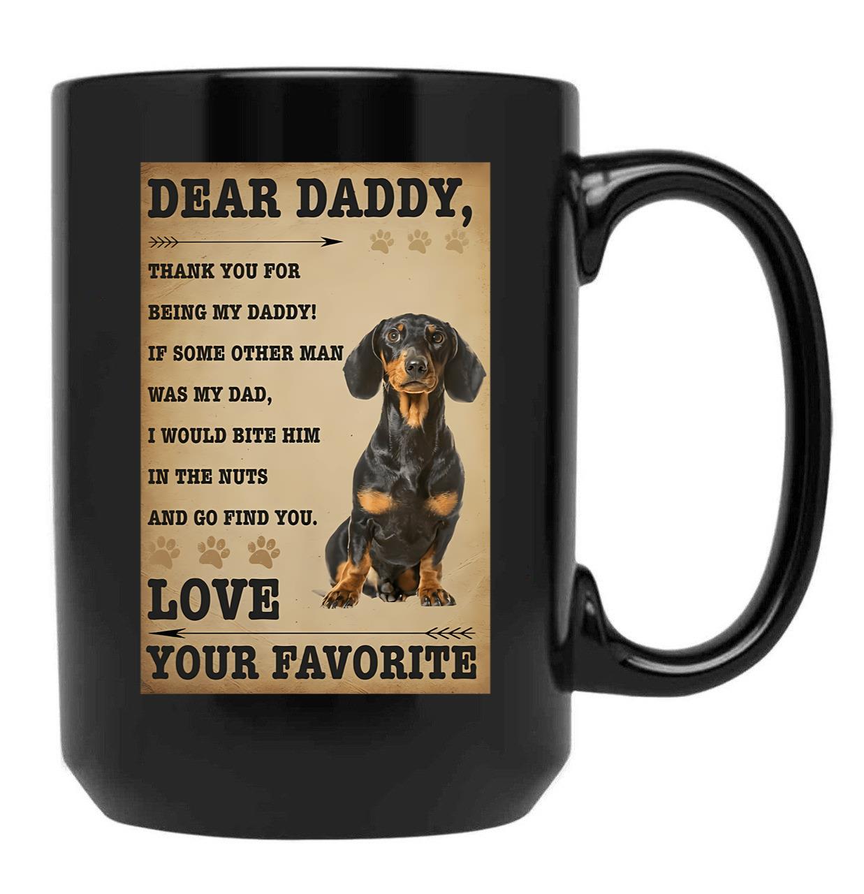 Dog Dear Daddy Black Coffee Mug - Black