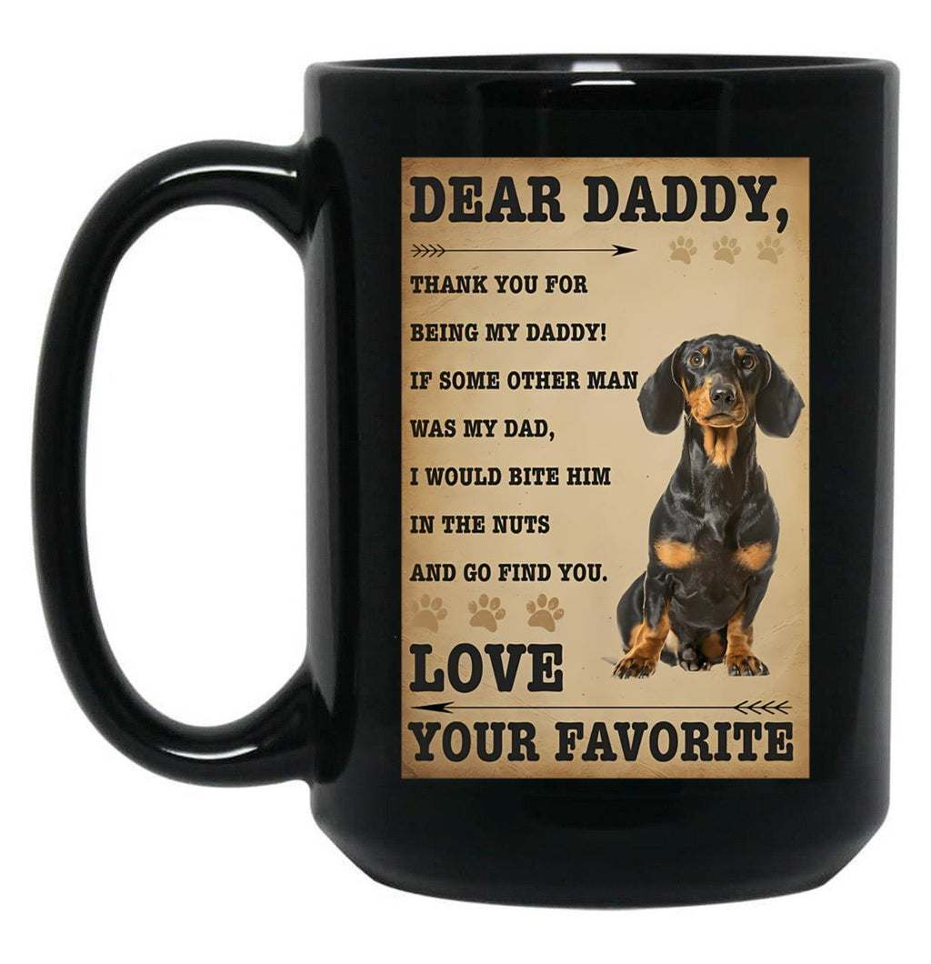 Dog Dear Daddy Black Coffee Mug