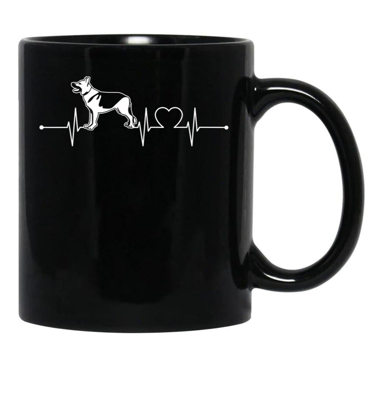 Dog Lover Gift Idea Dog Breed Heartbeat German Shepherd Premium Black Coffee Mug, Gift Coffee Mug - Black