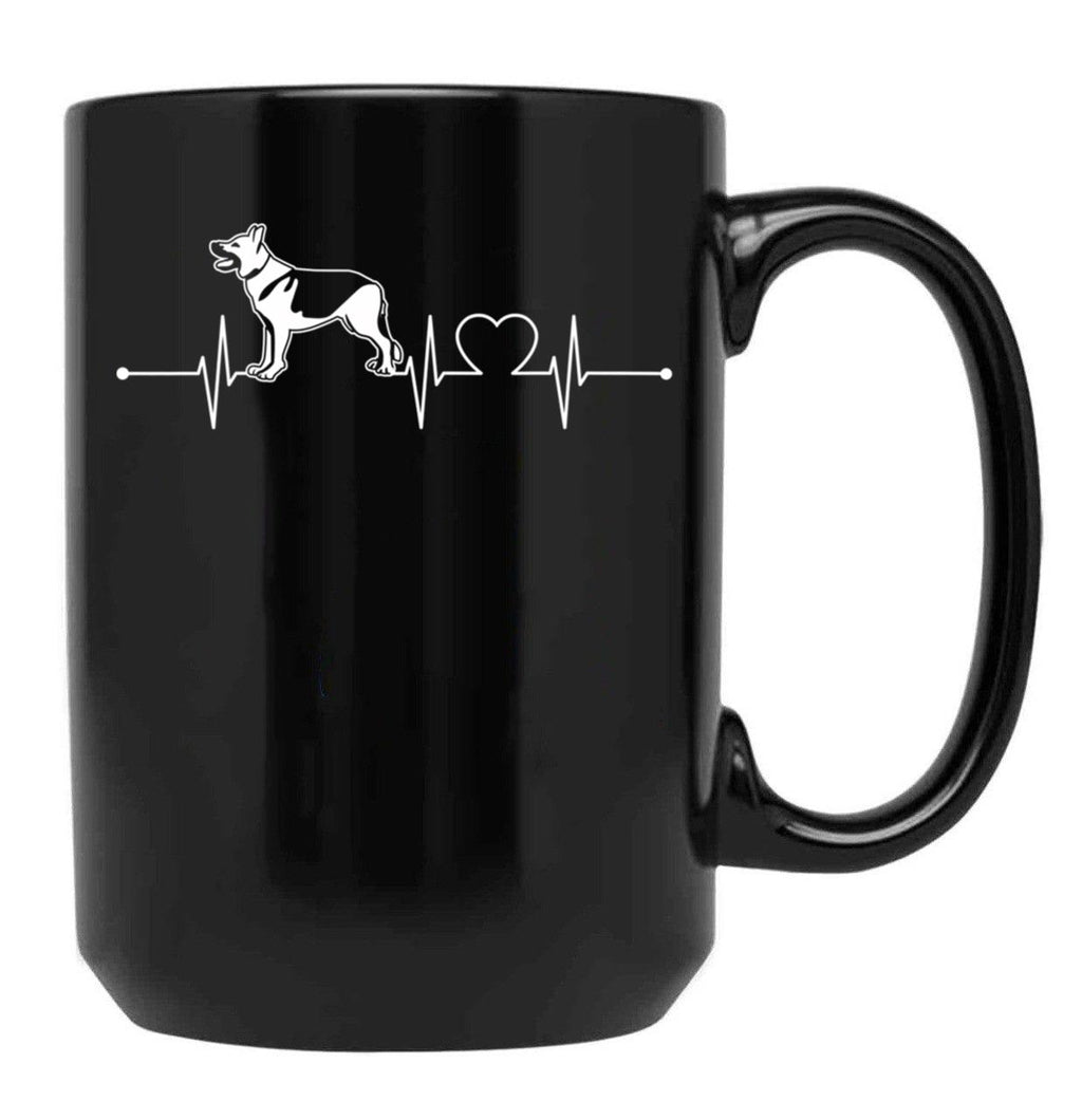 Dog Lover Gift Idea Dog Breed Heartbeat German Shepherd Premium Black Coffee Mug, Gift Coffee Mug