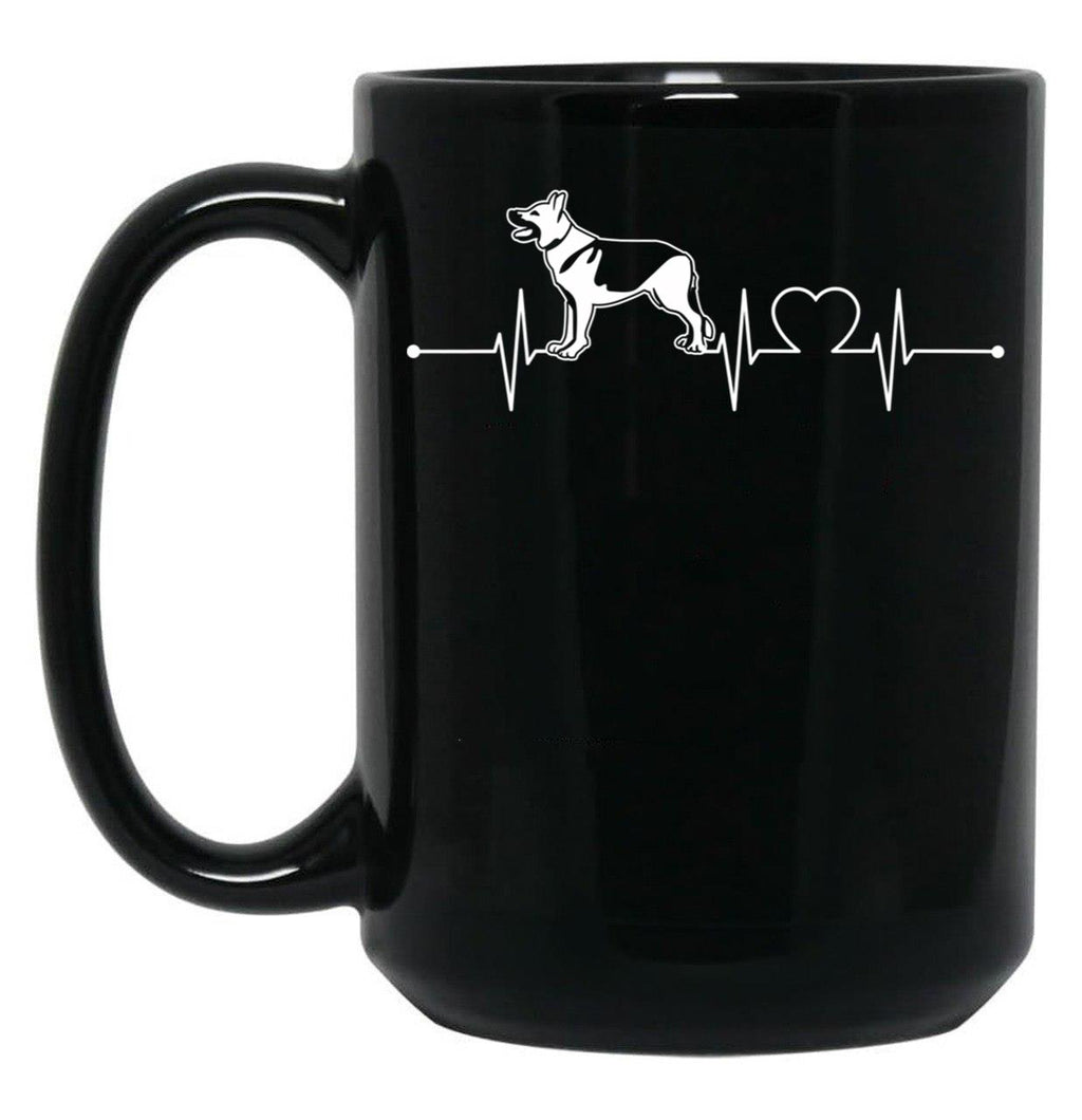 Dog Lover Gift Idea Dog Breed Heartbeat German Shepherd Premium Black Coffee Mug, Gift Coffee Mug
