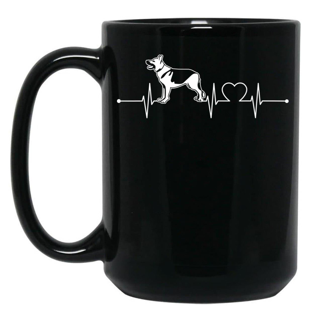 Dog Lover Gift Idea Dog Breed Heartbeat German Shepherd Premium Black Coffee Mug, Gift Coffee Mug