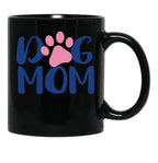Dog Mom Funny Logo Black Coffee Mug, Gift Coffee Mug - Black