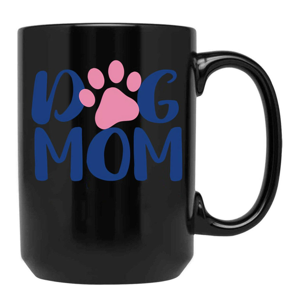 Dog Mom Funny Logo Black Coffee Mug, Gift Coffee Mug