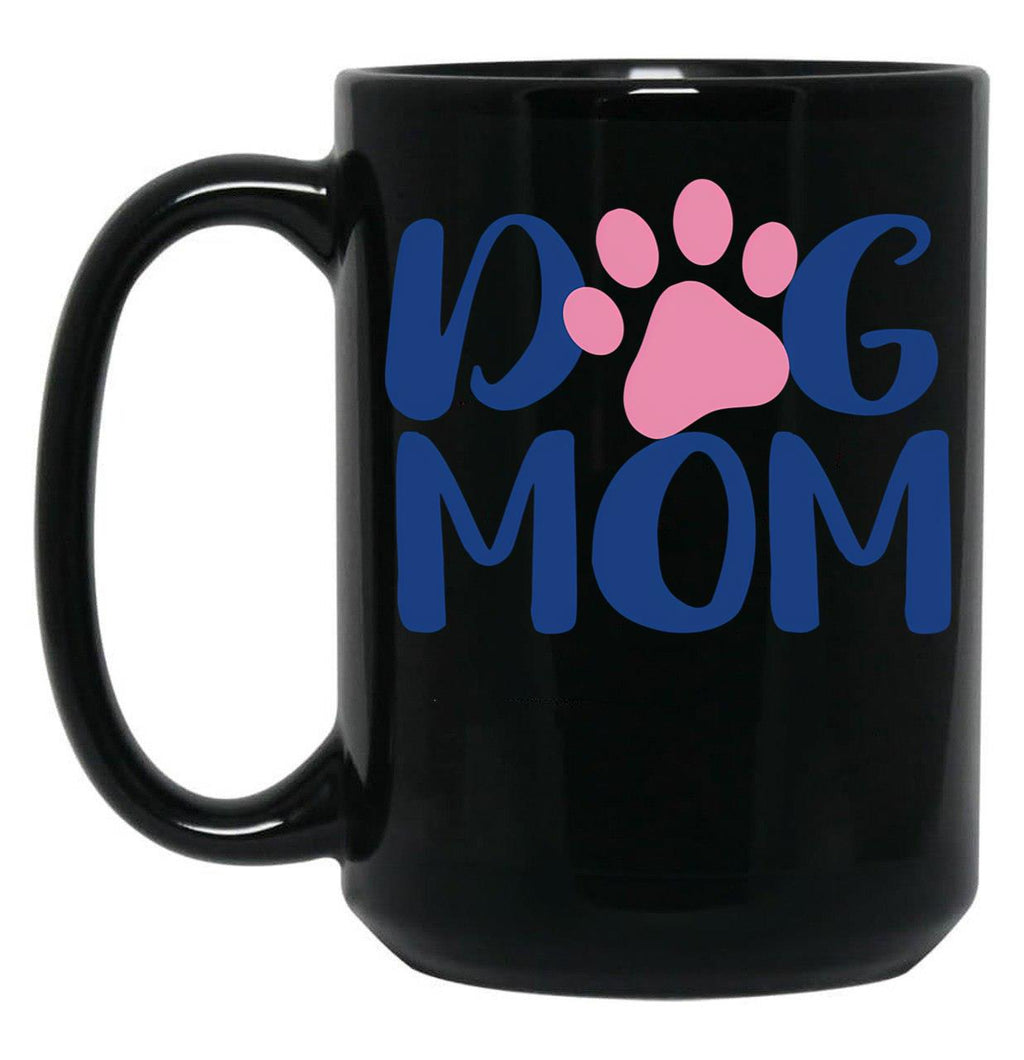 Dog Mom Funny Logo Black Coffee Mug, Gift Coffee Mug