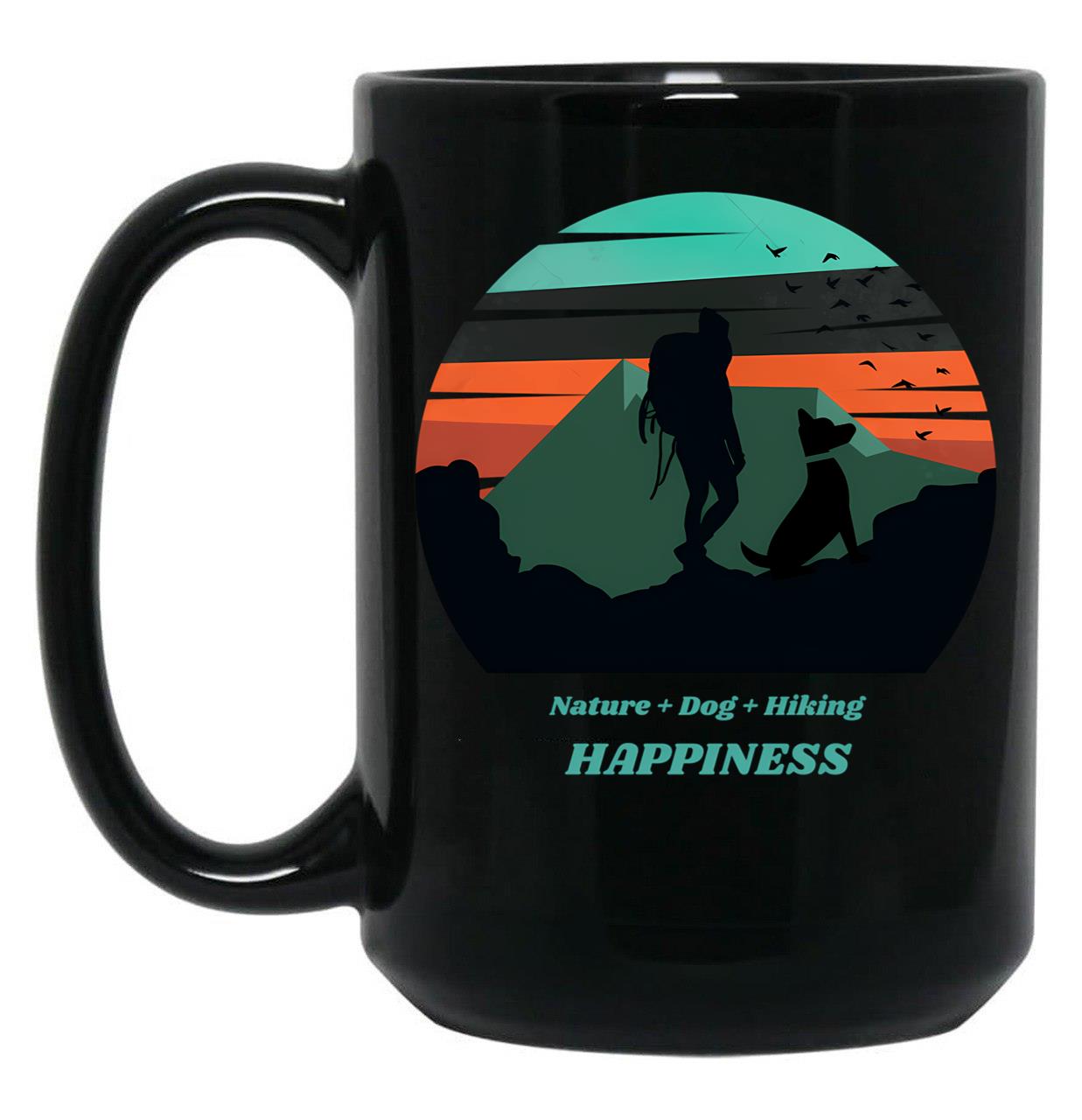 Dog Mom Hiking Proud Dog Mom Hiking Mom Black Coffee Mug, Gift Coffee Mug