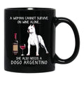 Dogo Argentino And Wine Funny Dog Black Coffee Mug, Gift Coffee Mug - Black