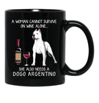 Dogo Argentino And Wine Funny Dog Black Coffee Mug, Gift Coffee Mug - Black