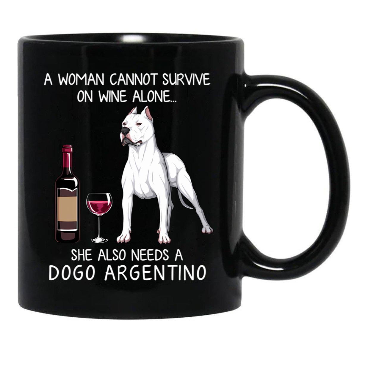 Dogo Argentino And Wine Funny Dog Black Coffee Mug, Gift Coffee Mug - Black