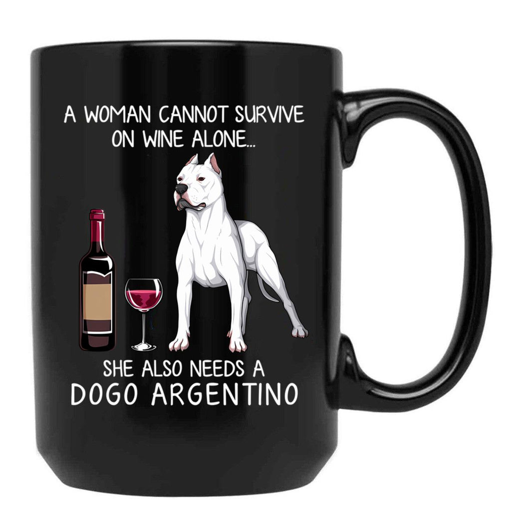 Dogo Argentino And Wine Funny Dog Black Coffee Mug, Gift Coffee Mug
