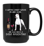Dogo Argentino And Wine Funny Dog Black Coffee Mug, Gift Coffee Mug