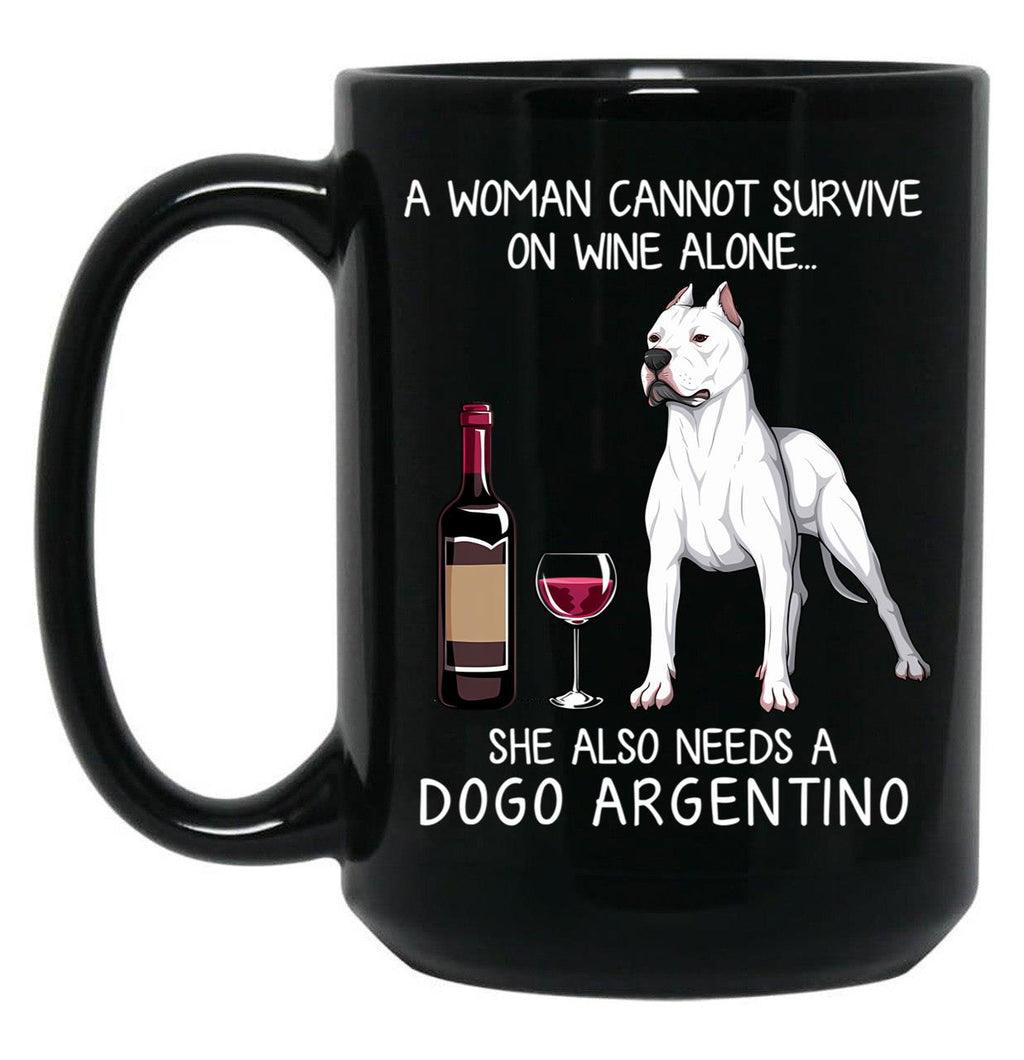 Dogo Argentino And Wine Funny Dog Black Coffee Mug, Gift Coffee Mug