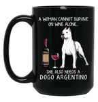 Dogo Argentino And Wine Funny Dog Black Coffee Mug, Gift Coffee Mug