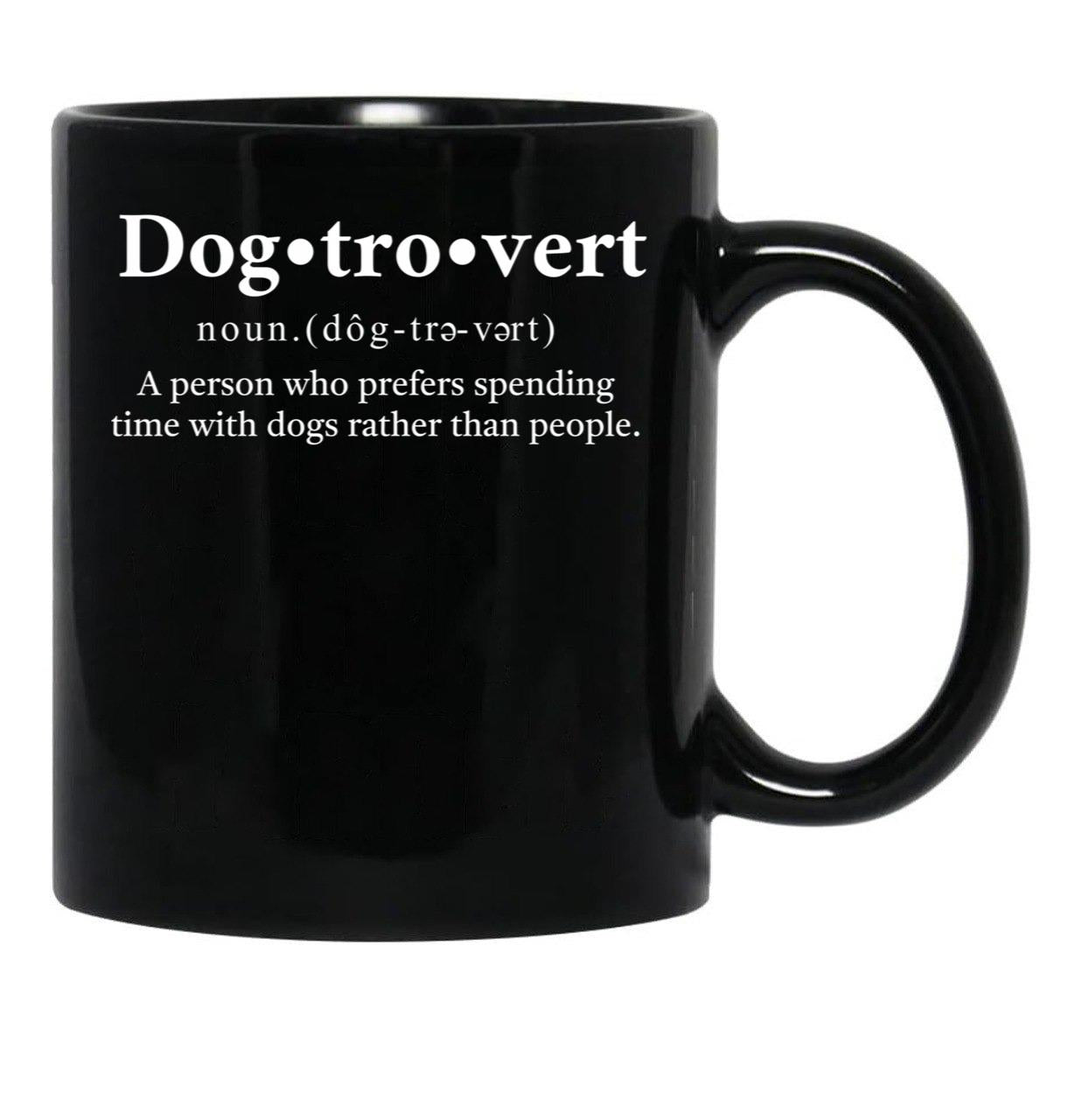 Dogtrovert Definition Black Coffee Mug, Gift Coffee Mug - Black