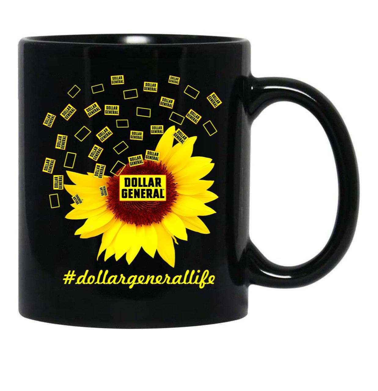 Dollar General Life Sunflower Funny Classic Black Coffee Mug, Gift Coffee Mug - Black