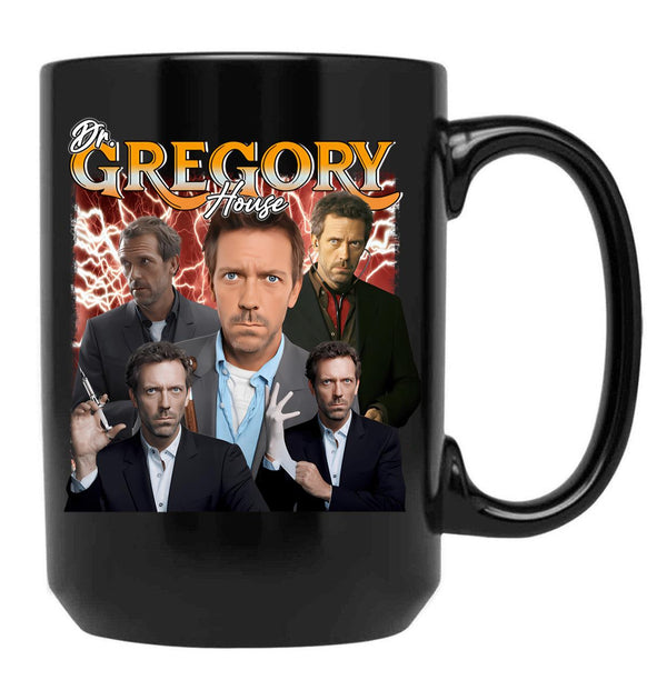 Dr House Bootleg Style Black Coffee Mug, Gift Coffee Mug