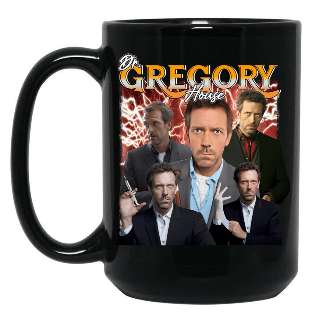 Dr House Bootleg Style Black Coffee Mug, Gift Coffee Mug