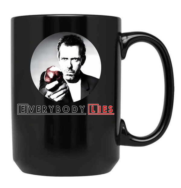 Dr House - Everybody Lies Black Coffee Mug, Gift Coffee Mug