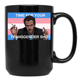 Dr. House Trans Flag Black Coffee Mug, Gift Coffee Mug