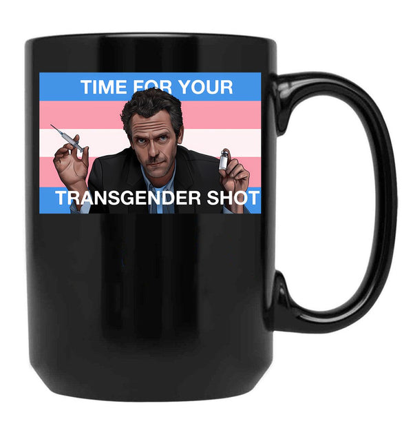 Dr. House Trans Flag Black Coffee Mug, Gift Coffee Mug