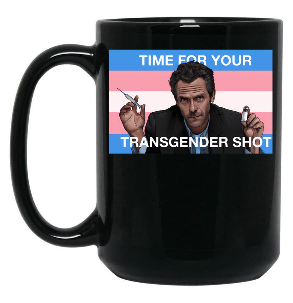 Dr. House Trans Flag Black Coffee Mug, Gift Coffee Mug