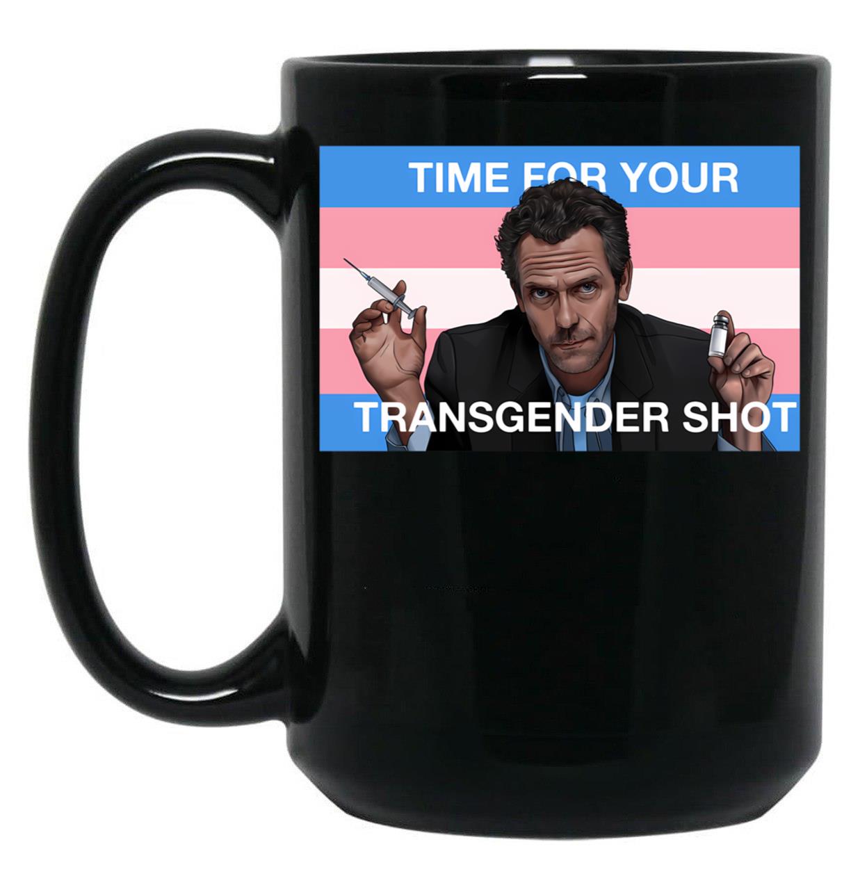 Dr. House Trans Flag Black Coffee Mug, Gift Coffee Mug
