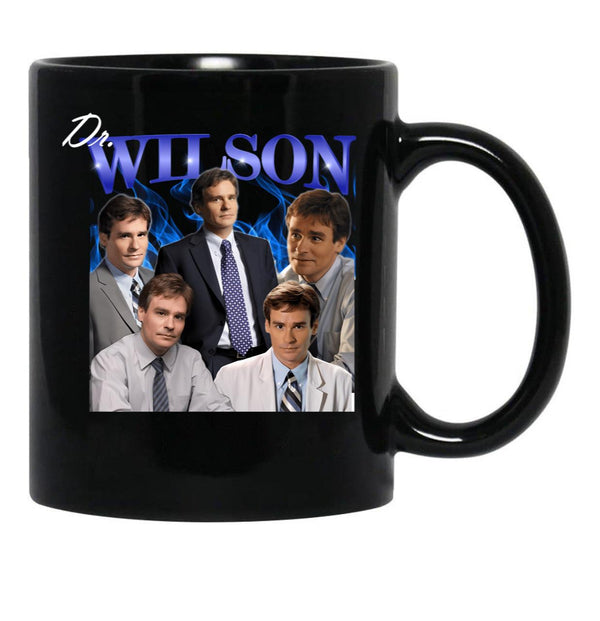 Dr Wilson House Md Blue Flames Black Coffee Mug, Gift Coffee Mug - Black